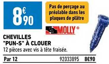 chevilles "pun-s" à clouer molly