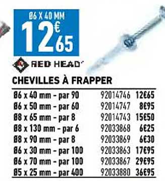 chevilles à frapper red head