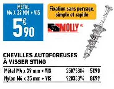 chevilles autoforeuses à visser sting molly