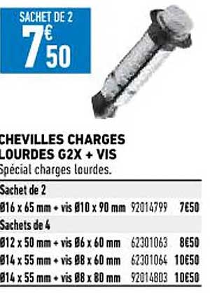 chevilles charges lourdes g2x + vis