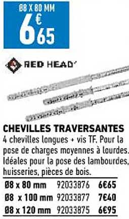 chevilles traversantes red head