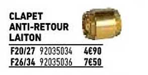 clapet anti-retour laiton