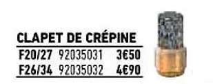 clapet de crépine