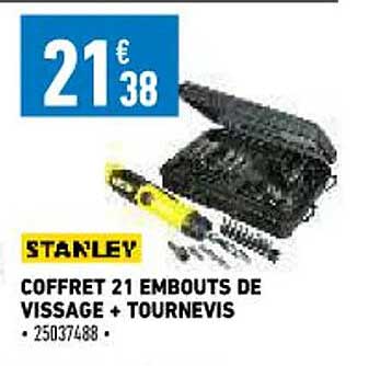 coffret 21 embouts de vissage + tournevis stanley