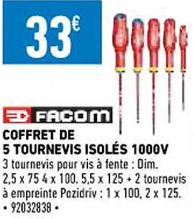 coffret de 5 tournevis isolés 1000w facom