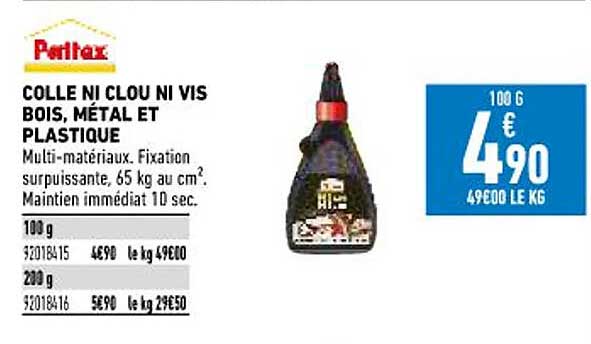 colle ni clou ni vis bois, métal et plastique pattex