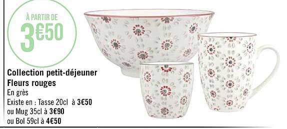 collection petit-dejeuner fleurs rouges
