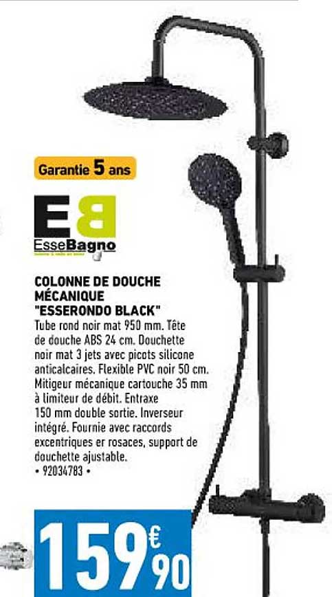 colonne de douche mécanique "esserondo black" essebagno