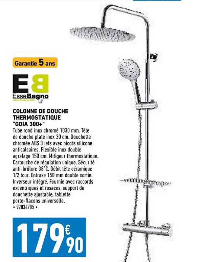 colonne de douche thermostatique "goia 300+" essebagno