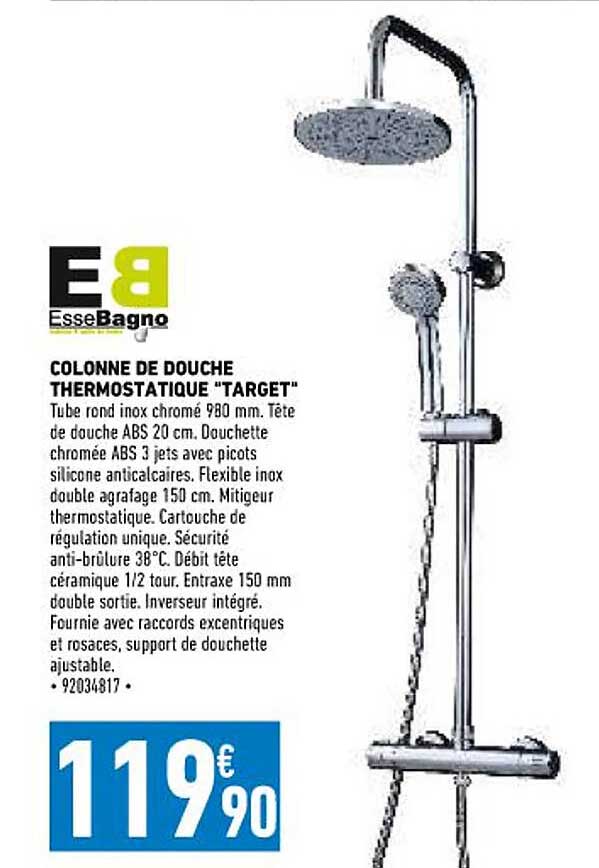 colonne de douche thermostatique "target" essebagno
