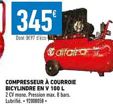 compresseur à courroie bicylindre en v 100l