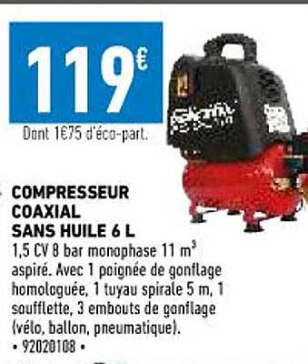 compresseur coaxial sans huile 6l