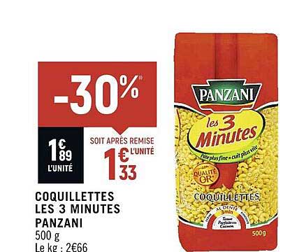 coquillettes les 3 minutes panzani