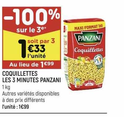 coquillettes les 3 minutes panzani