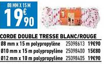 Corde Double Tresse Blanc-rouge