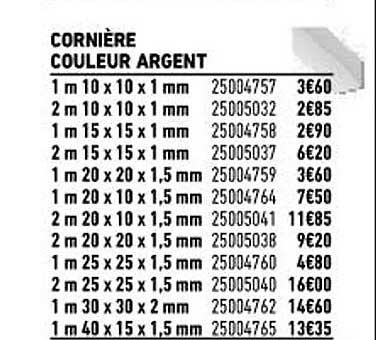 cornière couleur argent