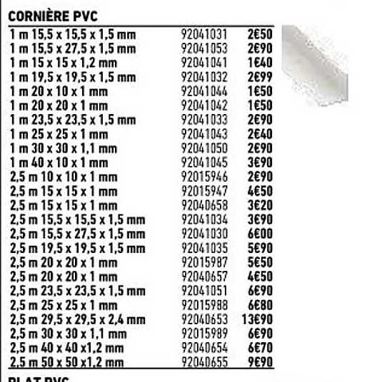 cornière pvc