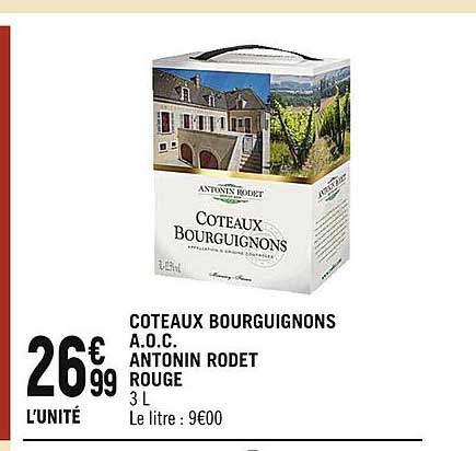 coteaux bourguuignons a.o.c. antonin rodet rouge