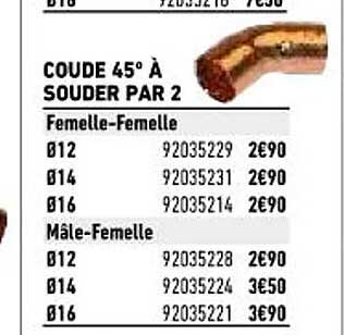 coude 45° à souder par 2