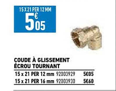 coude à glissement écrou tournant