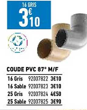 coude pvc 87° m-f