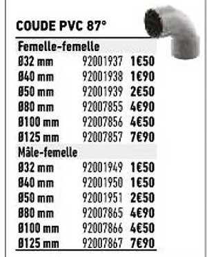 coude pvc 87°