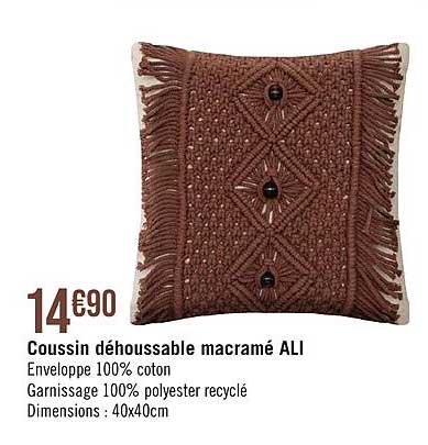 coussin déhoussable macramé ali