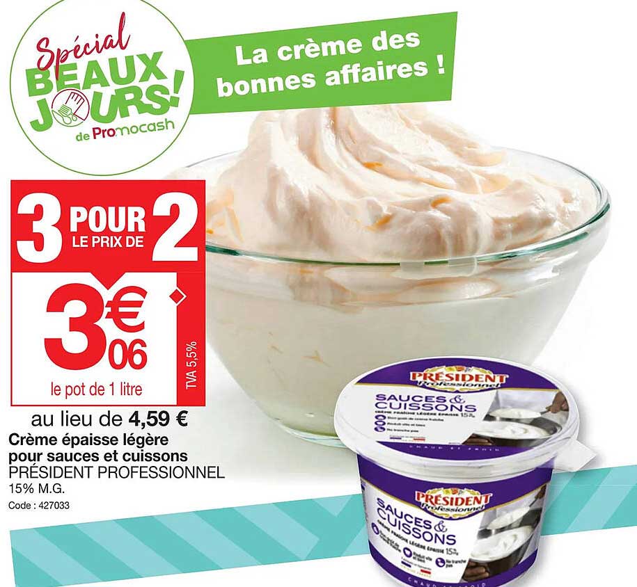 Crème épaisse Légère Pour Sauces Et Cuissons Président Professionnel