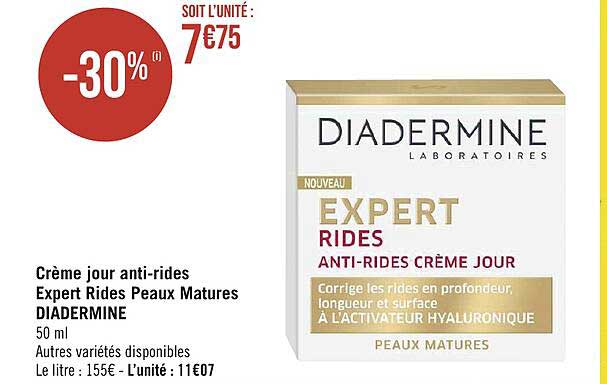 crème jour anti-rides expert rides peau matures diadermine