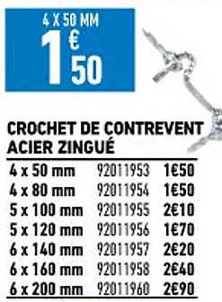 crochet de contrevent acier zingué