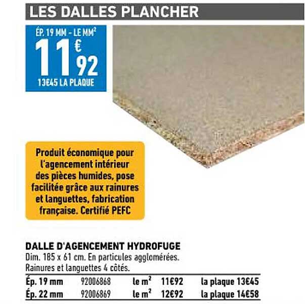 dalle d'agencement hydrofuge