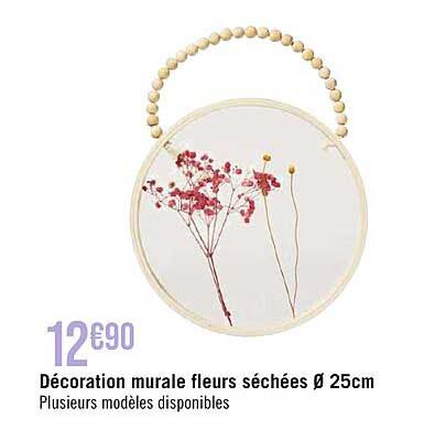 décoration murale fleurs séchées ø 25cm