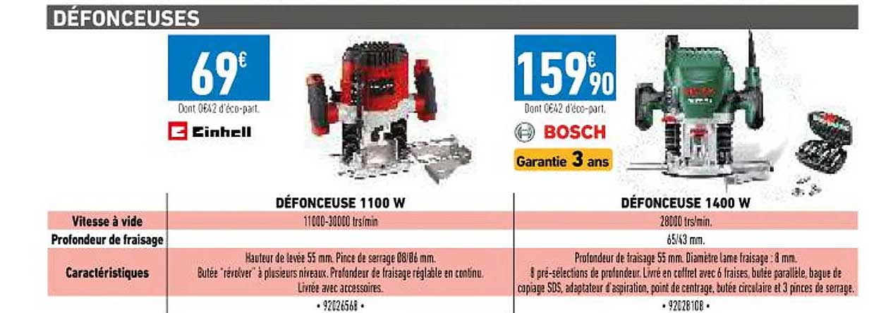 défonceuse 1100w einhell, défonceuse 1400w bosch
