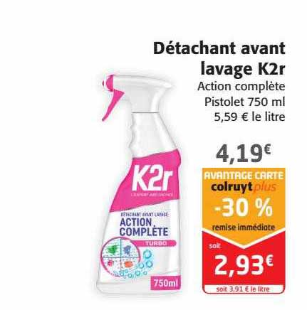 détachant avant lavage k2r