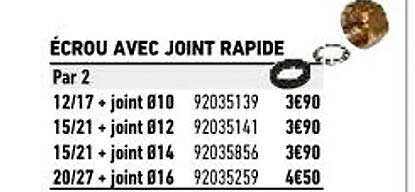 écrou Avec Joint Rapide