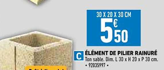 élément de pilier rainuré