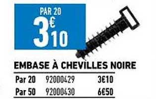embase à chevilles noire