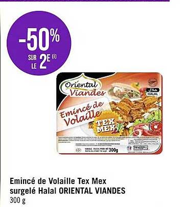 emincé de volaille tex mex surgelé halal oriental viandes