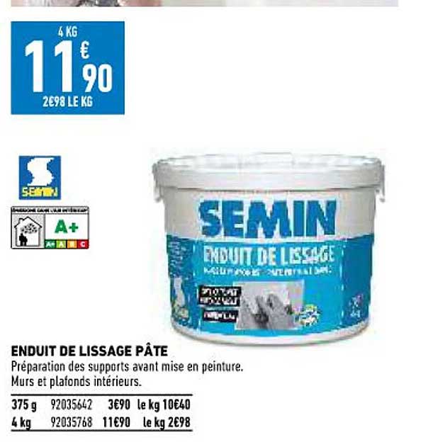 enduit de lissage pâte semin