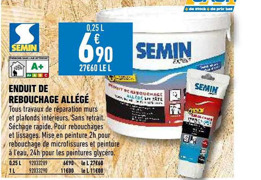 enduit de rebouchage allégé semin