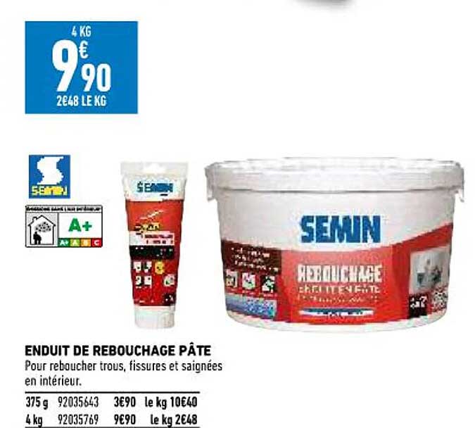 enduit de rebouchage pâte semin