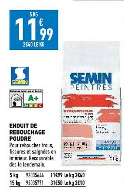 enduit de rebouchage poudre semin