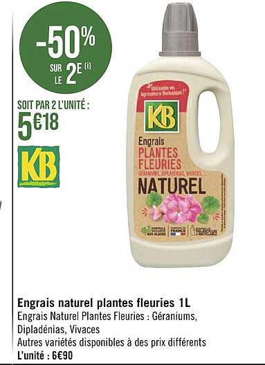 engrais naturel plantes fleuries 1l -50% sur le 2e