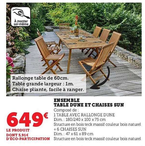 Ensemble Table Dune Et Chaises Sun