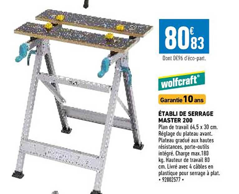 établi de serrage master 200 wolfcraft