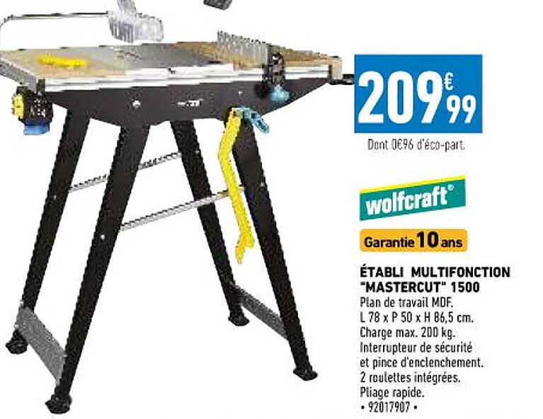 établi multifonction "mastercut" 1500 wolfcraft