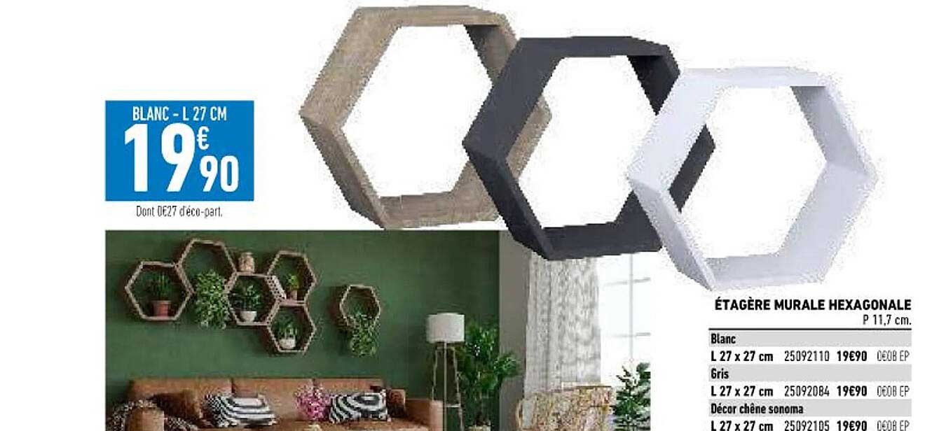 étagère murale hexagonale