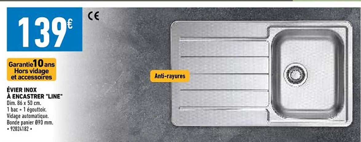 évier inox à encastrer "line"