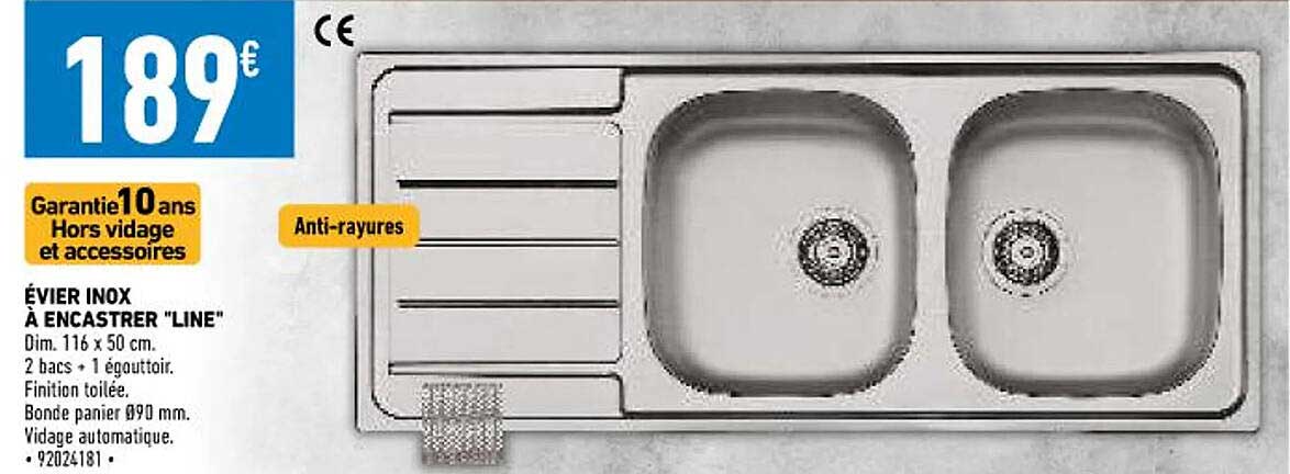 évier inox à encastrer "line"