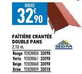 faîtière crantée double pans sedpa